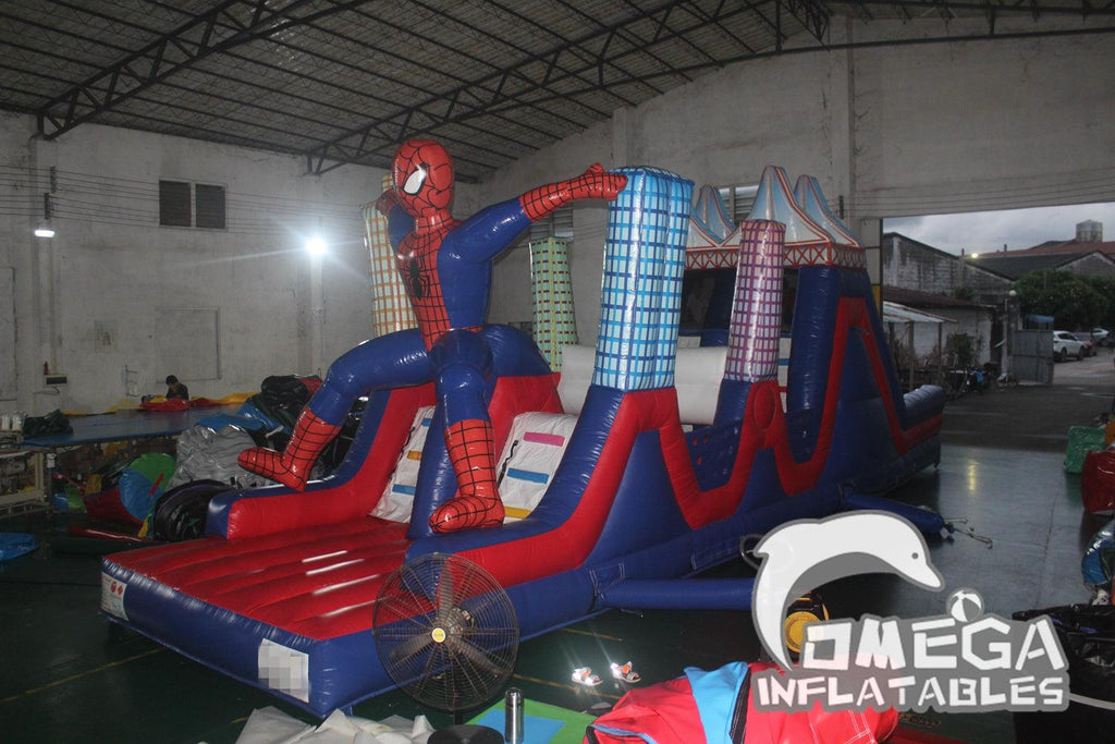 Spider Man Inflatable Obstacle Course - Omega Inflatables Factory