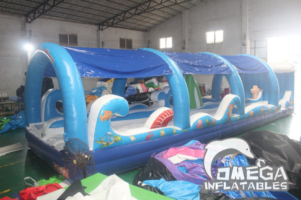 Omega Inflatables Factory - Surf the Wave Slip N Slide with Roof