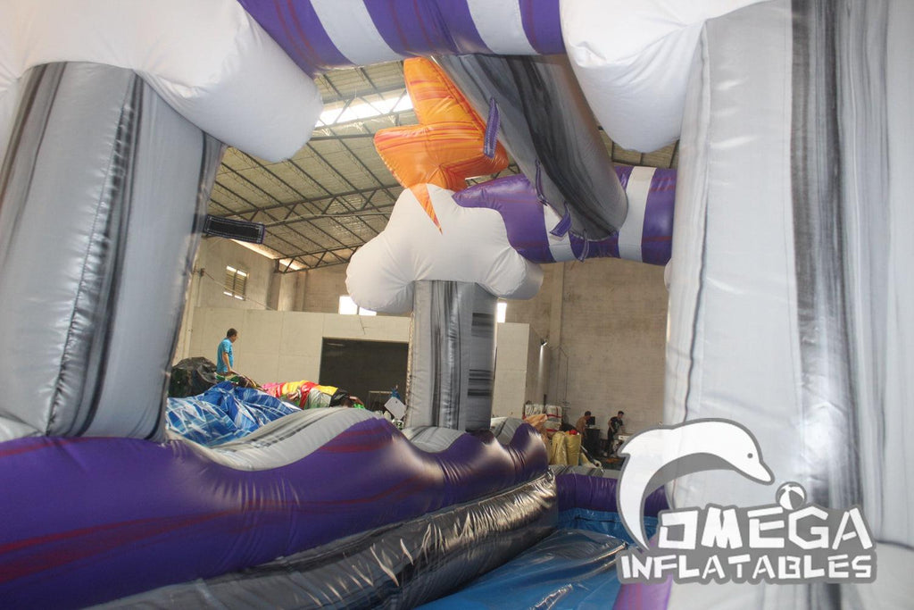 25FT Purple Thunder Inflatable Water Slide - Omega Inflatables Factory