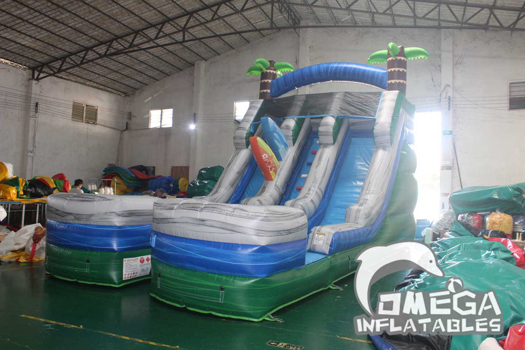 17FT China Inflatable Factory Double Water Slide For Sale