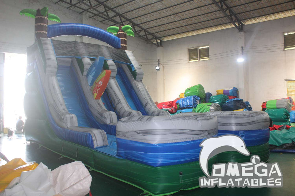 17FT China Inflatable Factory Double Water Slide For Sale