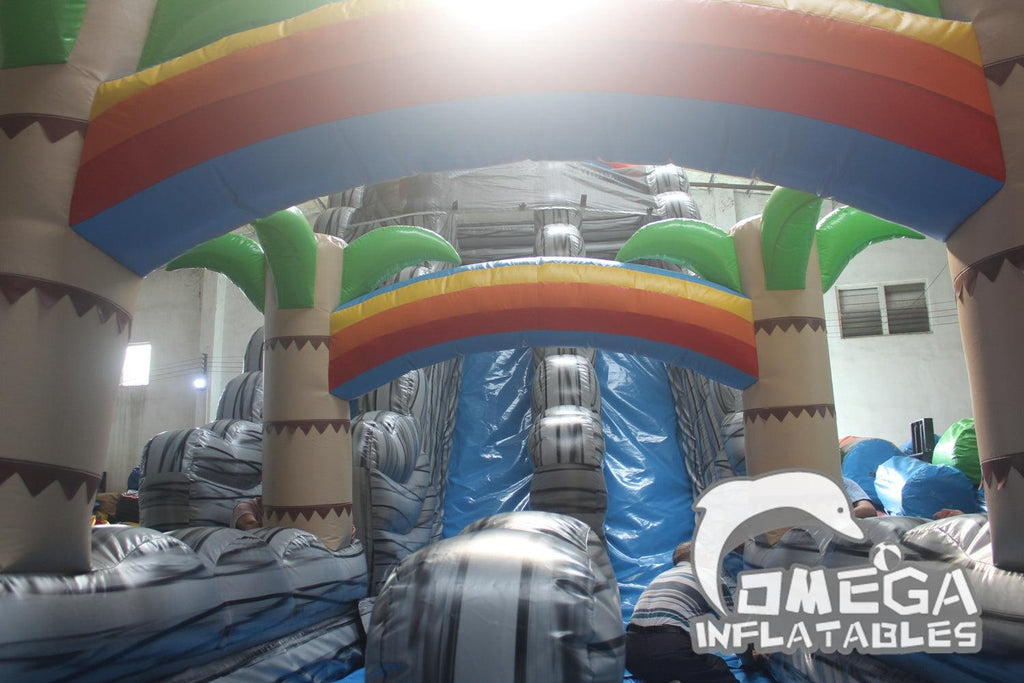 22FT Marble Palm Tree Big Inflatable Water Slide for Sale