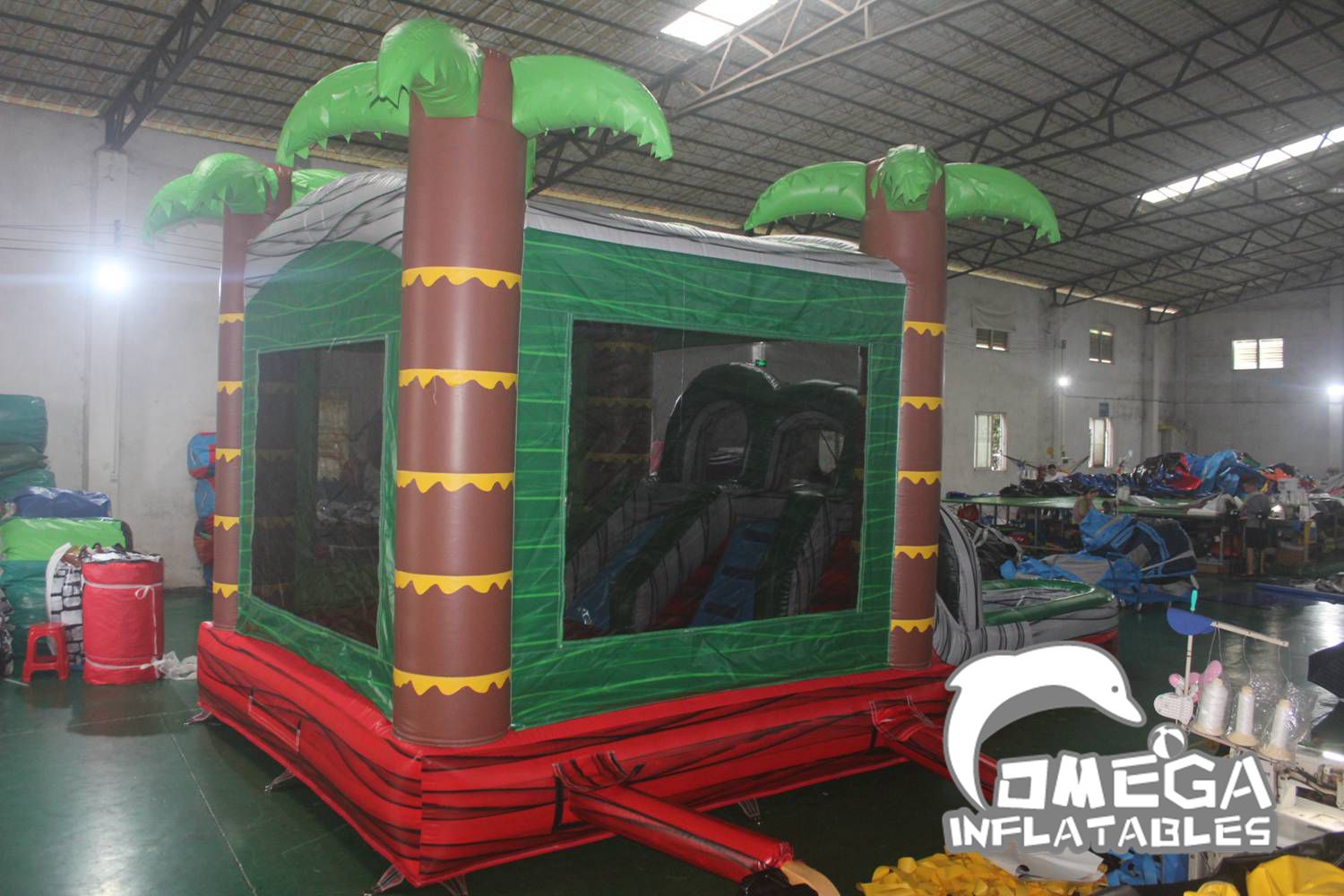 Omega Inflatables Factory - Kids Tropical Red Marble Inflatable Combo