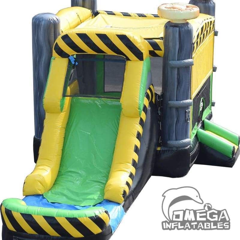 Caution Bounce House Combo Wet Slide