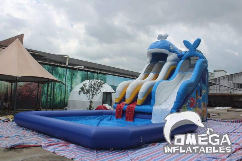 Inflatable Whale Water Slide with Pool