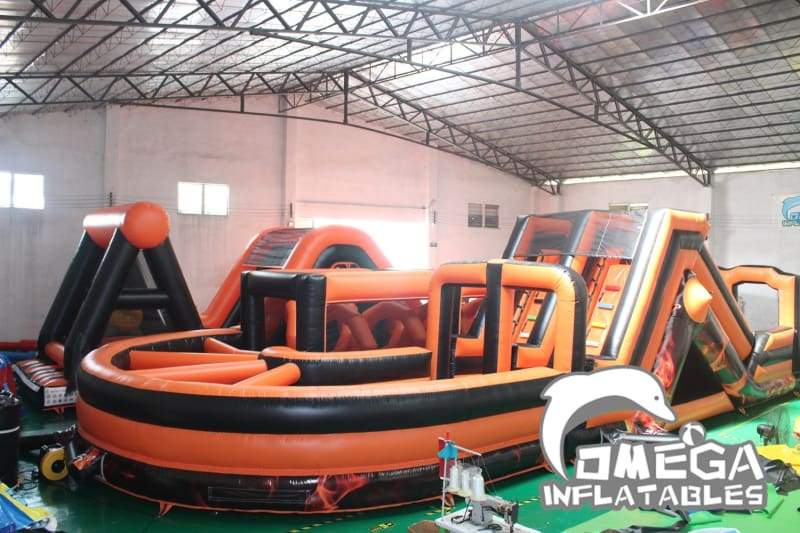 Giant Flame Inflatable Obstacle Course (6 Sections) - Omega Inflatables