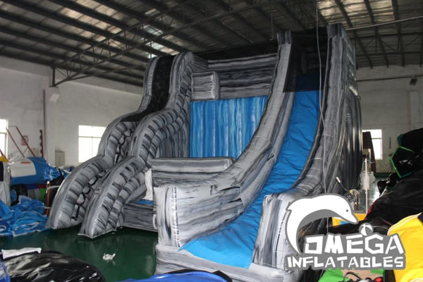 Grey Marble Cliff Jump with Slide | Omega Inflatables Factory