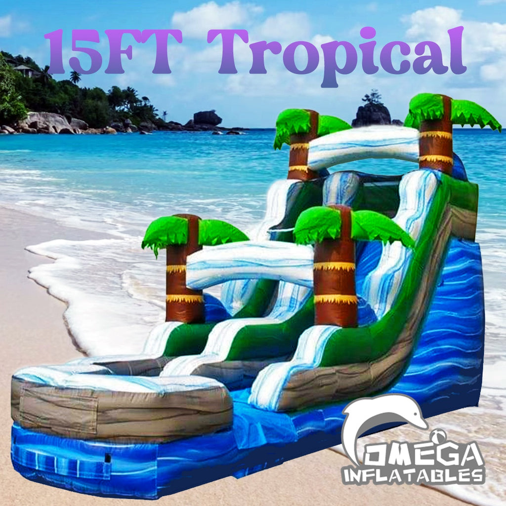 15FT China Inflatable Factory Tropical Marble Wet Dry Slide
