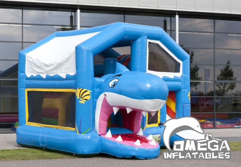Shark Inflatable Combo Omega Inflatables Factory - Inflatables Shark Jumper Combo with Roof