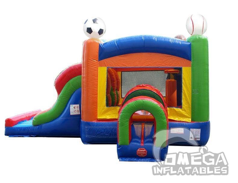 Kids Sports Bounce House and Double Lane Slide Combo