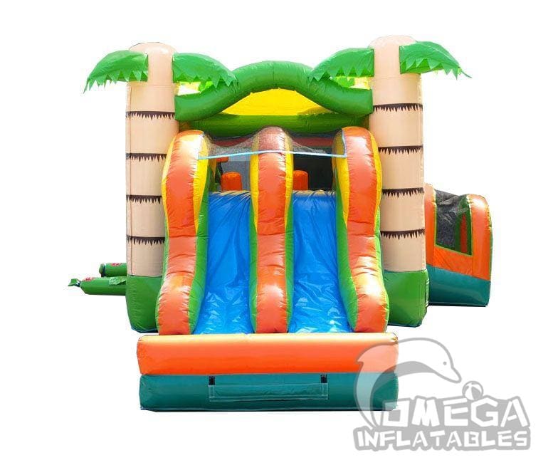 Kids Tropical Double Lane Slide Inflatable Combo
