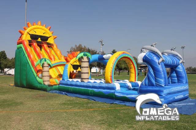 Paradise Sunshine Double Lane Water Slide with Dolphin Slip N Slide