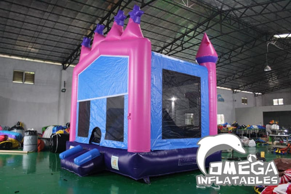 Omega Inflatables Factory - Princess Tiara Bounce House with Inside Slide