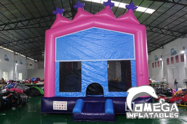 Omega Inflatables Factory - Princess Tiara Bounce House with Inside Slide