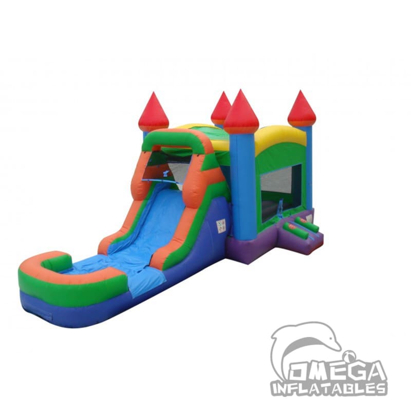 Rainbow Bounce House Wet or Dry Slide Combo