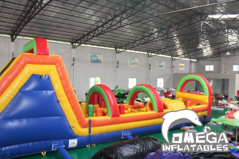 Rainbow Inflatable Climbing Obstacle Course with Pool