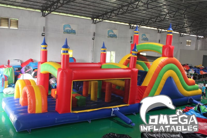 Rainbow Race Inflatable Obstacle Course