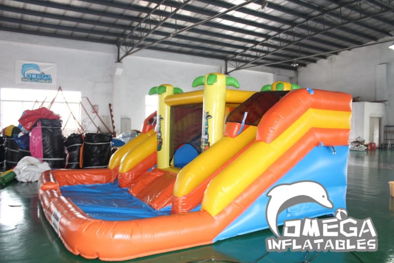 Tropical Bouncy Slide with Big Pool