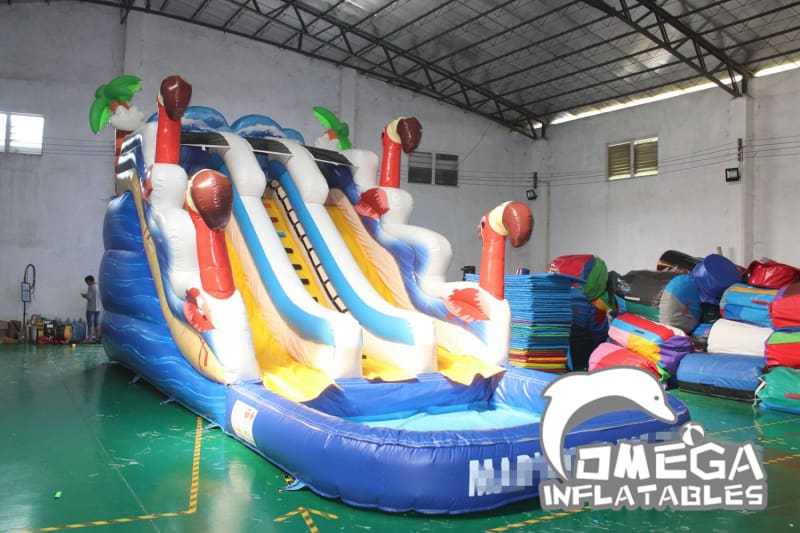 Tropical Flamingo Inflatable Water Slide