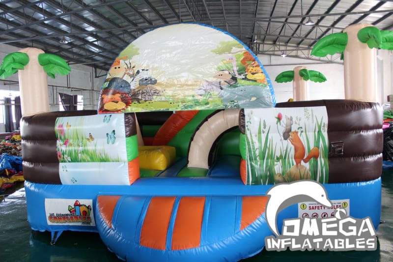 Tropical Palm Tree and Animals Inflatable Bouncy Castle