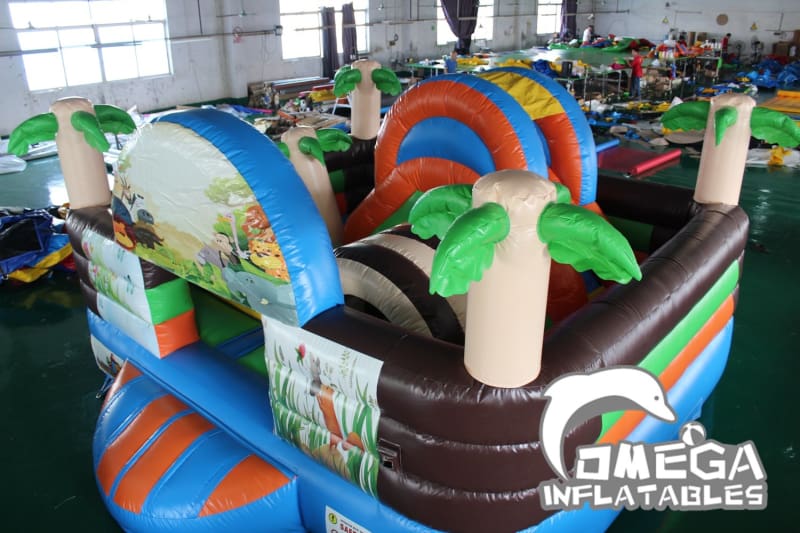 Tropical Palm Tree and Animals Inflatable Bouncy Castle