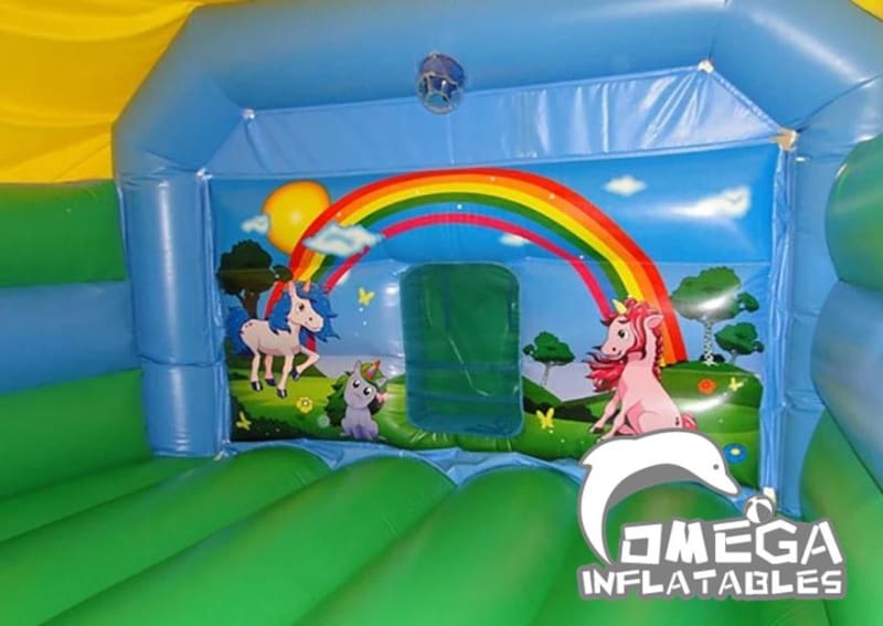 Unicorn Themed Disco Bouncy Castle With Slide