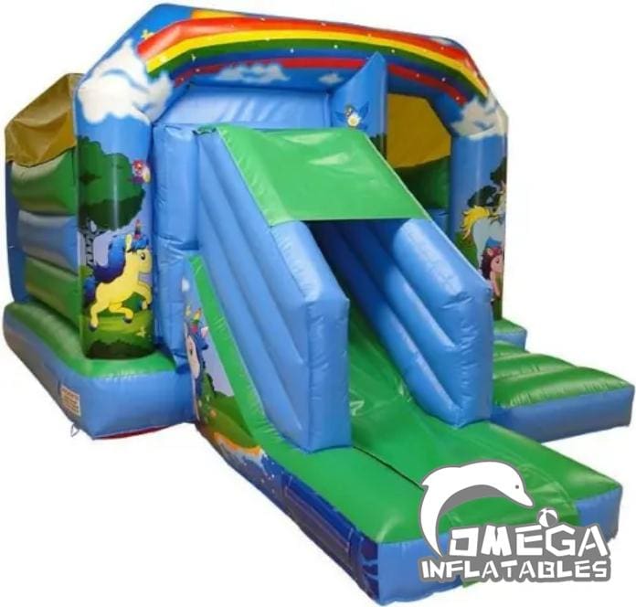 Unicorn Themed Disco Bouncy Castle With Slide