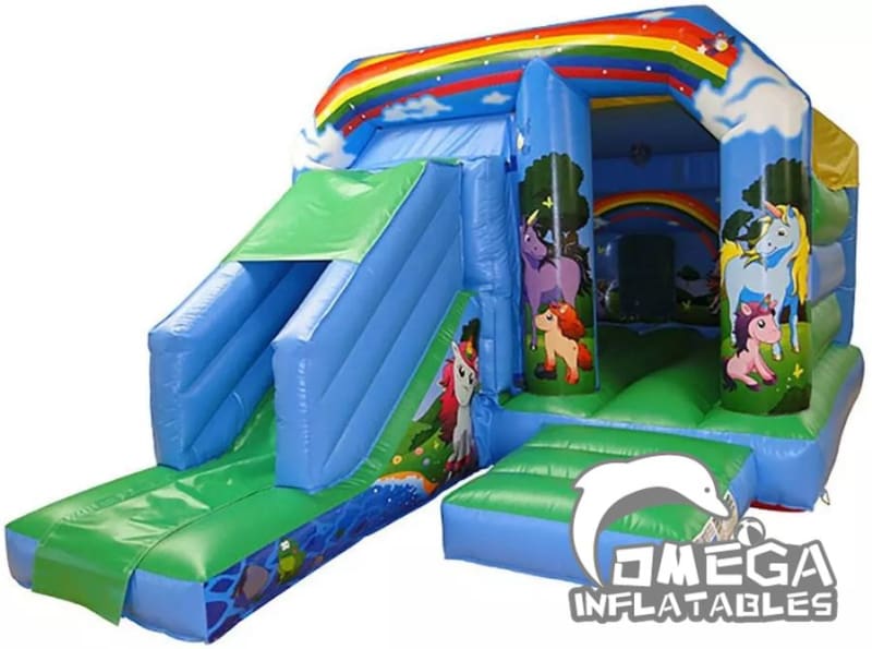 Unicorn Themed Disco Bouncy Castle With Slide